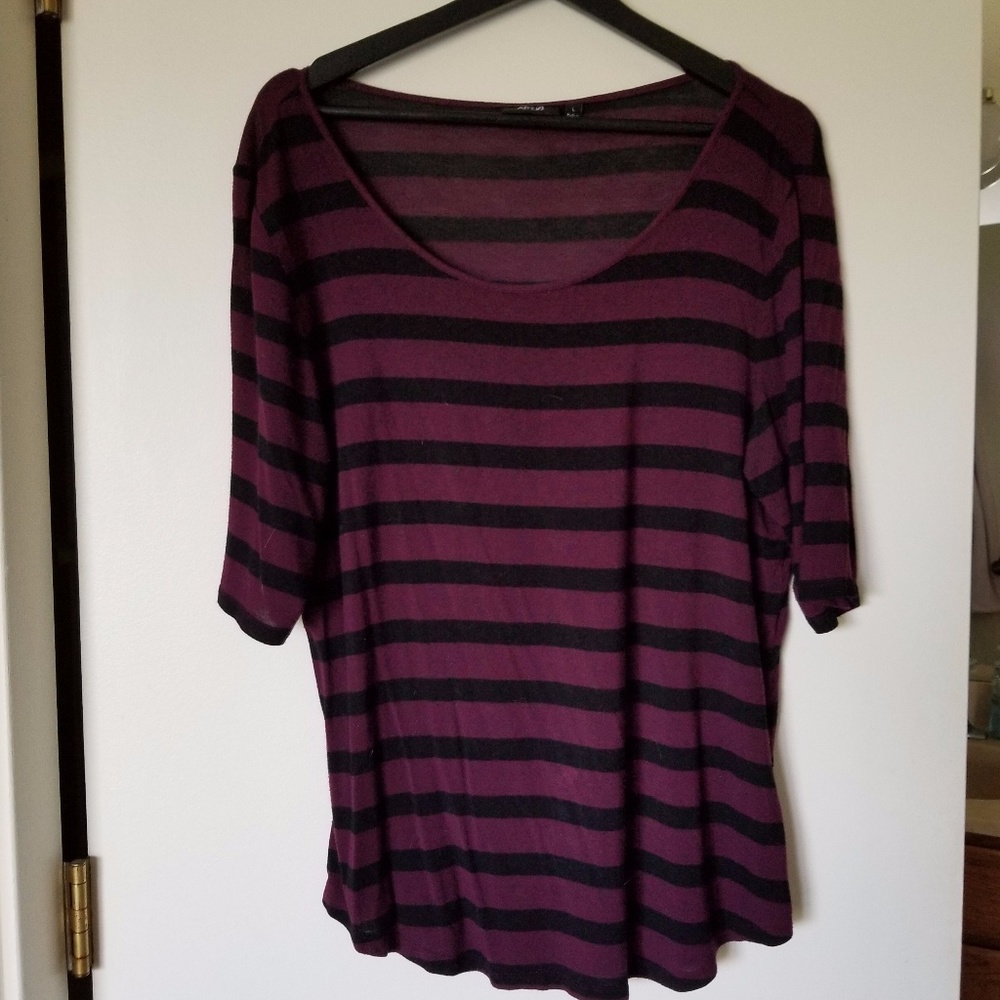 Apt. 9 Lightweight Striped 3/4 Sleeve T-Shirt